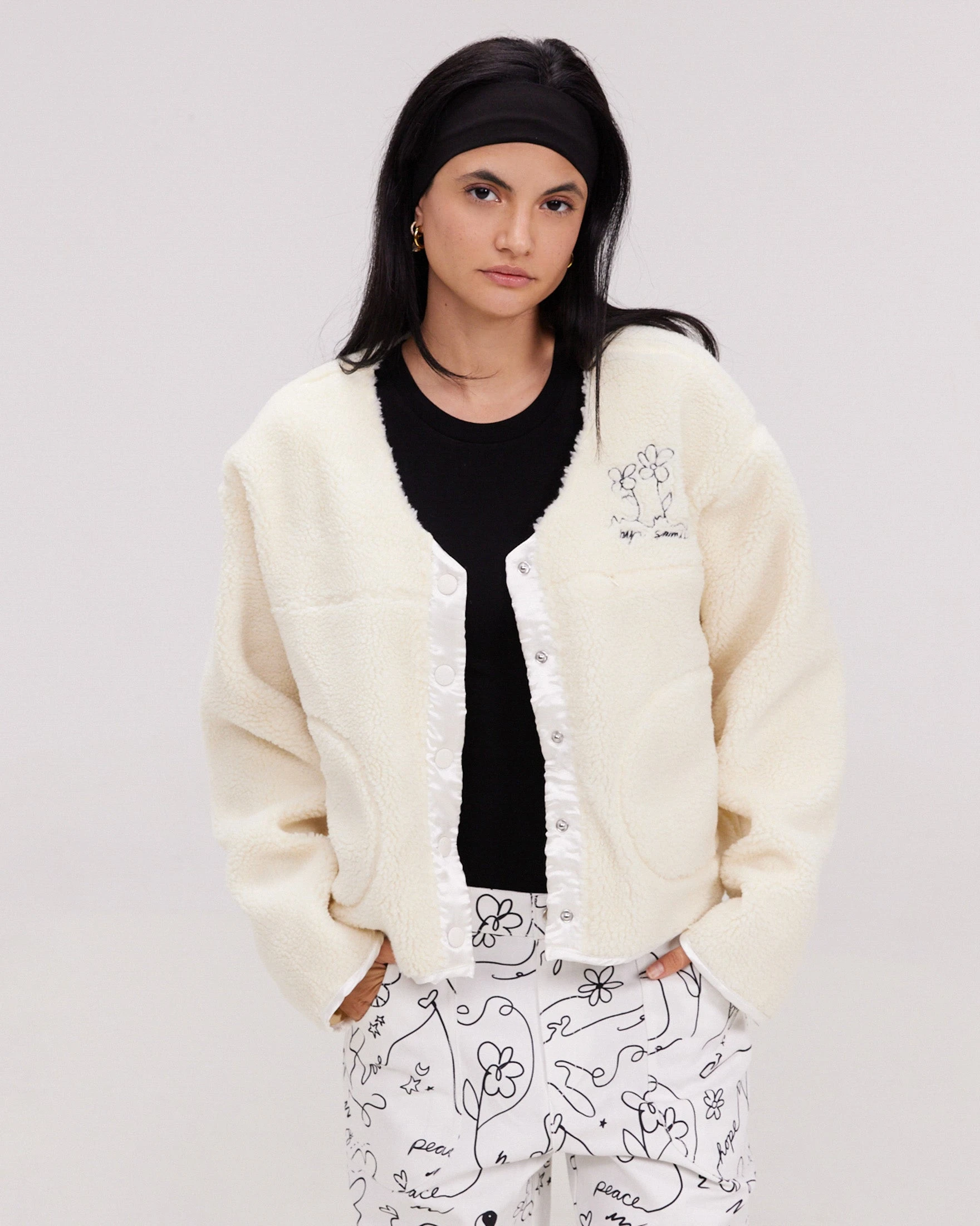 Best Pirce π BY SAMII RYAN Scribble Sherpa Jacket π