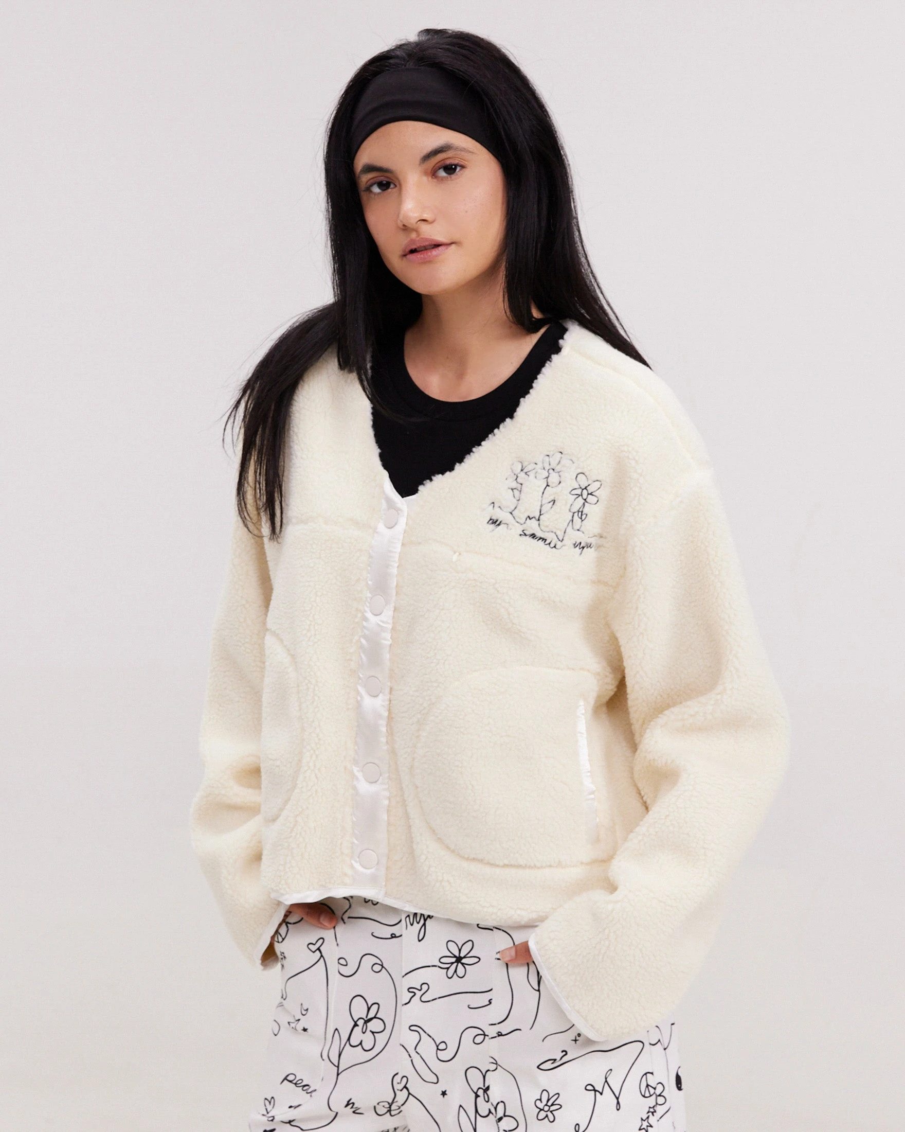 Best Pirce π BY SAMII RYAN Scribble Sherpa Jacket π - Image 3