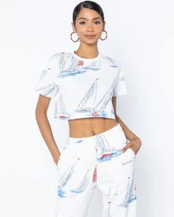 Discount ✨ BY SAMII RYAN Sail Away Crop Tee ❤️